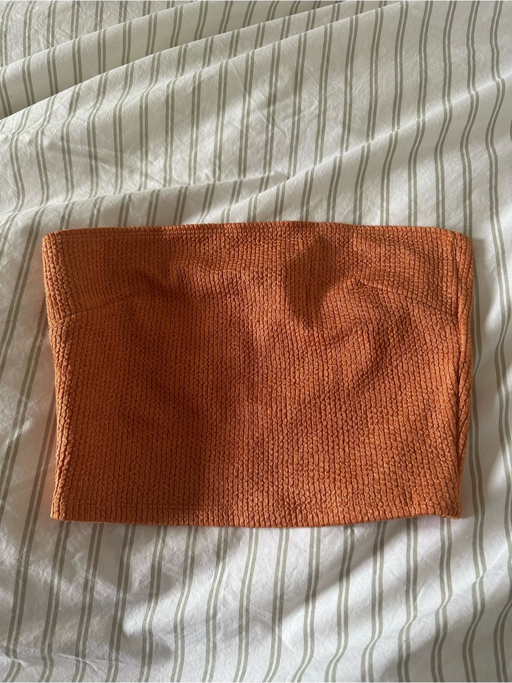 H&M Orange Ribbed Knit Bandeau Top
